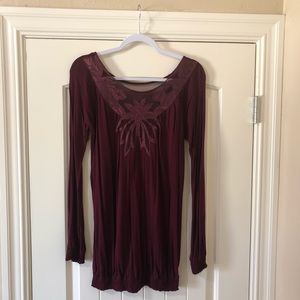 Floral burgundy long shirt